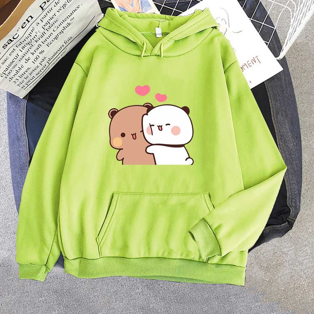 Heren Hoodies Sweatshirts Cartoon Panda Bubu en Dudu Women Plus Size Hoodie Sweatshirt Kawaii Harajuku Round Neck Harajuku Unisex Gedrukte kleding Tops T240510