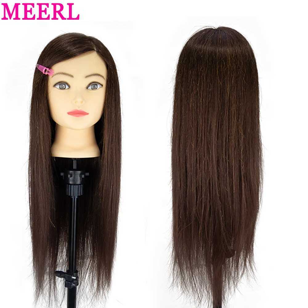 Mannequin Heads 26 80% Real Human Hair Model hoofd voor training professionele kapsel Beauty Doll Styling Q240510