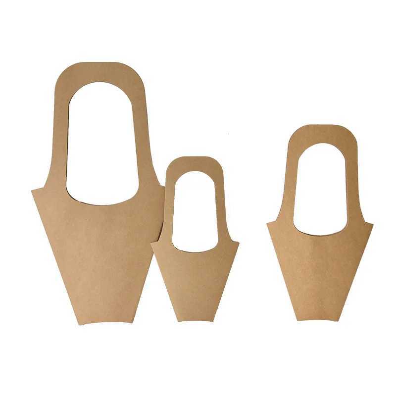 Presentförpackning 1 bit handtag Kraft Paper Flower Bag Valentines Day Packaging Present Box Wedding Decoration Boxq240511