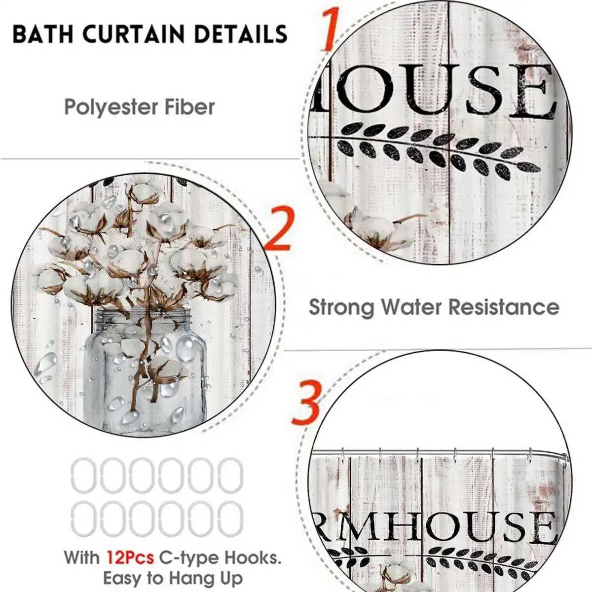 Zasłony prysznicowe 4/3/Antique Waterpood Waterpood Bathroom Curtain bez poślizgu mata do kąpieli toaleta dywaniki dywanowe dekoracje ścienne