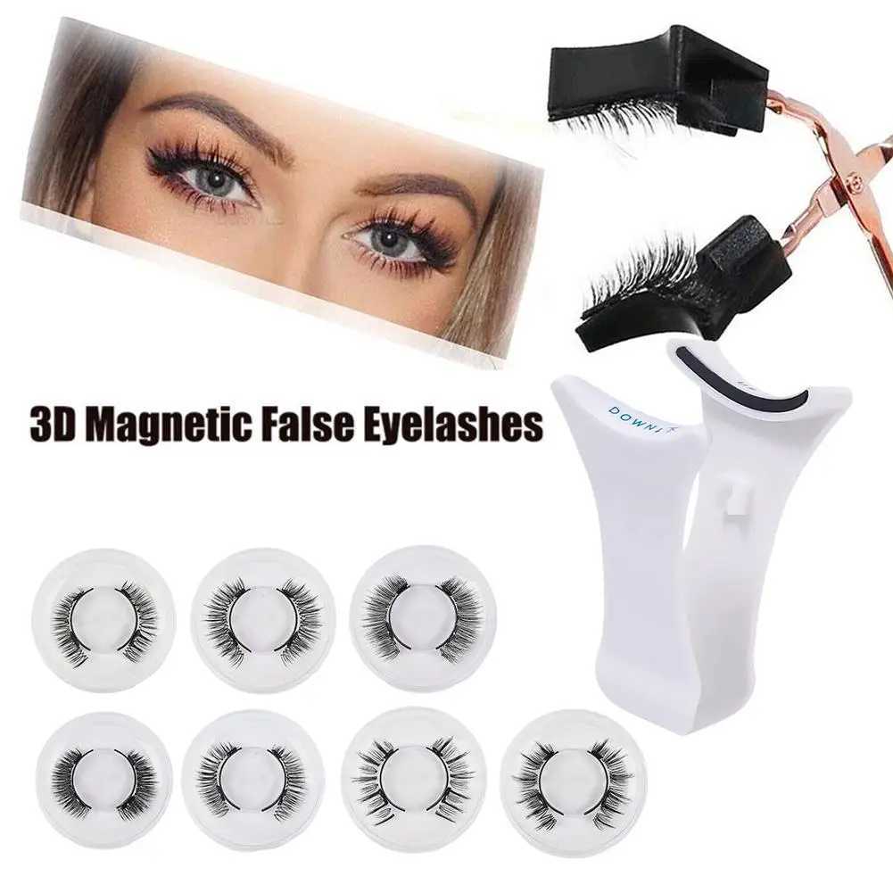 False Eyelashes Magnetic flower pusher with 3D magnetic natural mink false eyelashes professional eyelash extension makeup curler clip tool Q240510