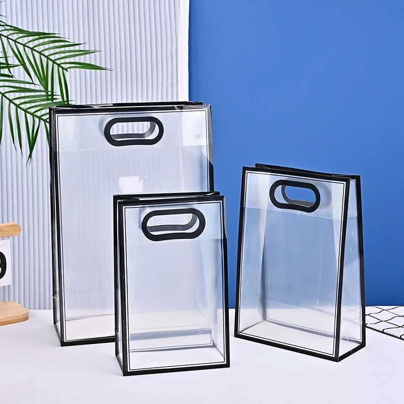 Gift Wrap Transparent large packaging bag reusable transparent shopping wedding party candy cake holiday gift boxQ240511