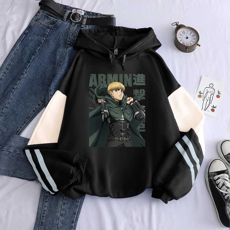 Sweats à capuche pour hommes Attaque d'anime sur Titan Men Femmes Sweat à capuche Armin Arlert Graphic imprimé Sweat plus taille Sweat HARAJUKU PATCHWOR STRTWEAR T240510