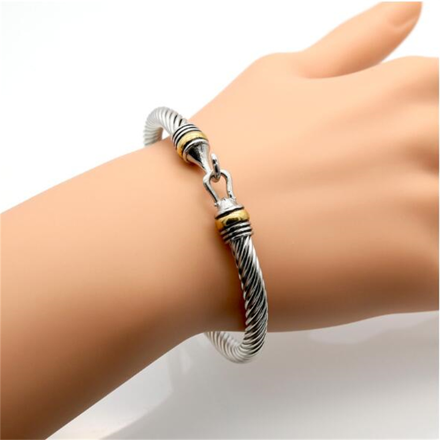 Popular titanium steel wire twisted wire hook shaped bracelet in Europe and America gold bracelet stainless steel cable bracelet AB274