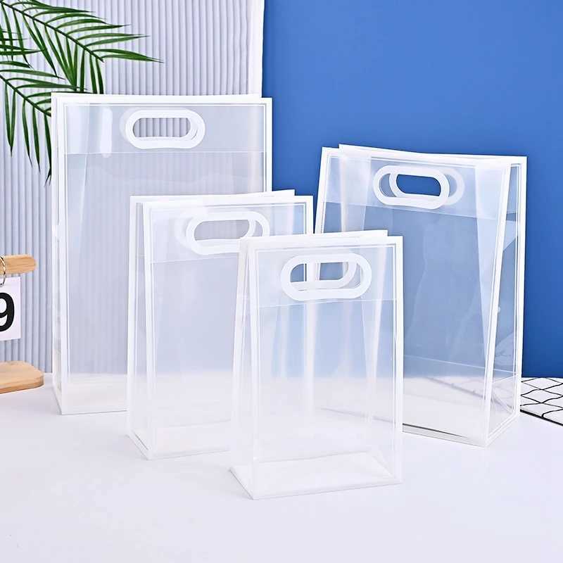 Gift Wrap Transparent large packaging bag reusable transparent shopping wedding party candy cake holiday gift boxQ240511