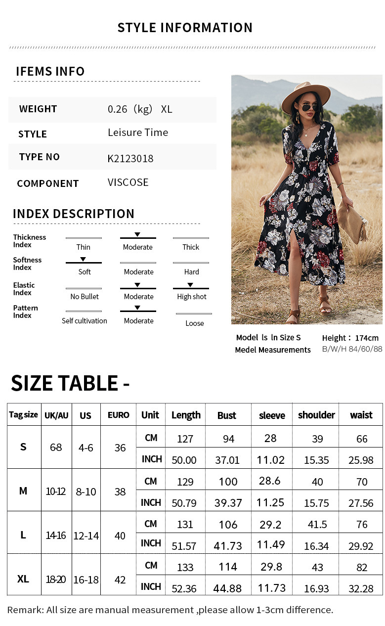 Sommerkleid Frauenkleidung sexy Druck kultivieren Sie sich selbst Rayon High Taille Long Half Slimming Show Temperament cool