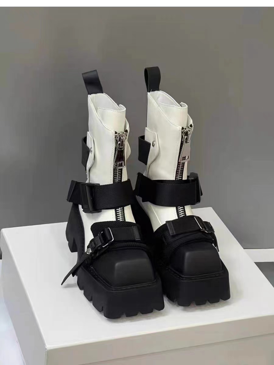 Bottes de fond épaisses Chaussures de créateurs à fermeture éclair pour femmes