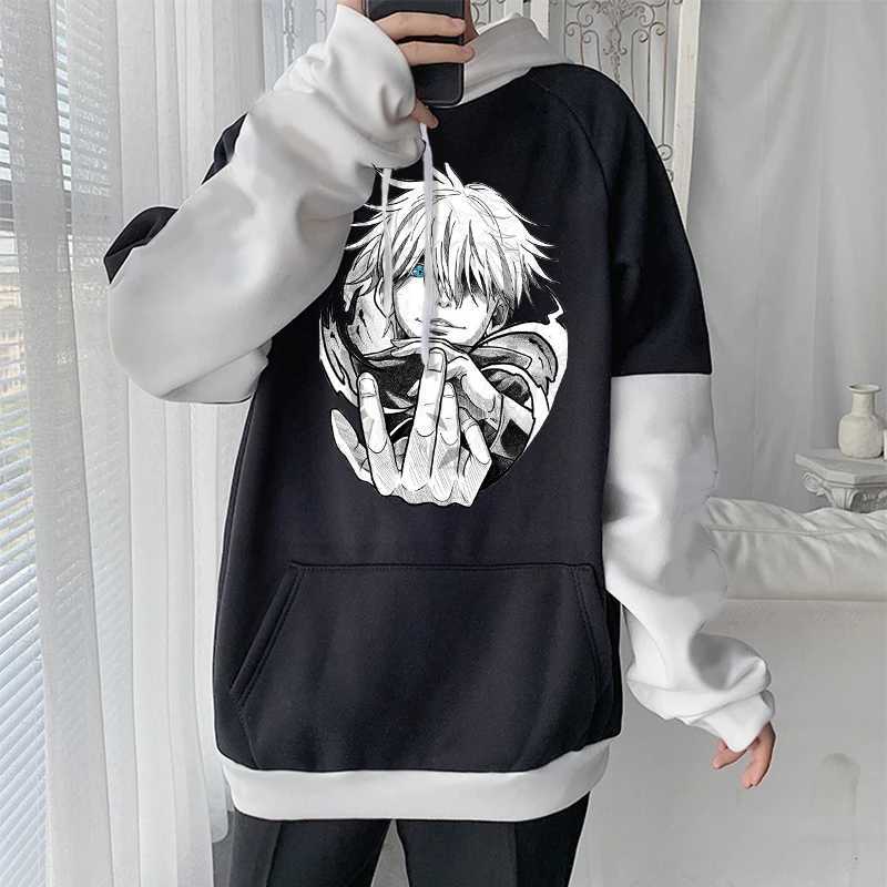 Men's Hoodies Sweatshirts Anime Jujutsu Kaisen Harajuku Gojo Satoru Manga Hoodies Cool Cartoon Men Hip Hop Long Slve Plus Size Women Winter Sweatshirts T240510