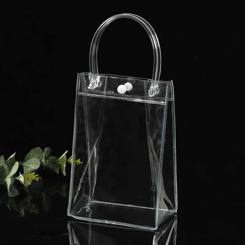 Gift Wrap 10//batch transparent soft PVC gift handbag packaging bag plastic with bracelet cosmetic bagQ240511