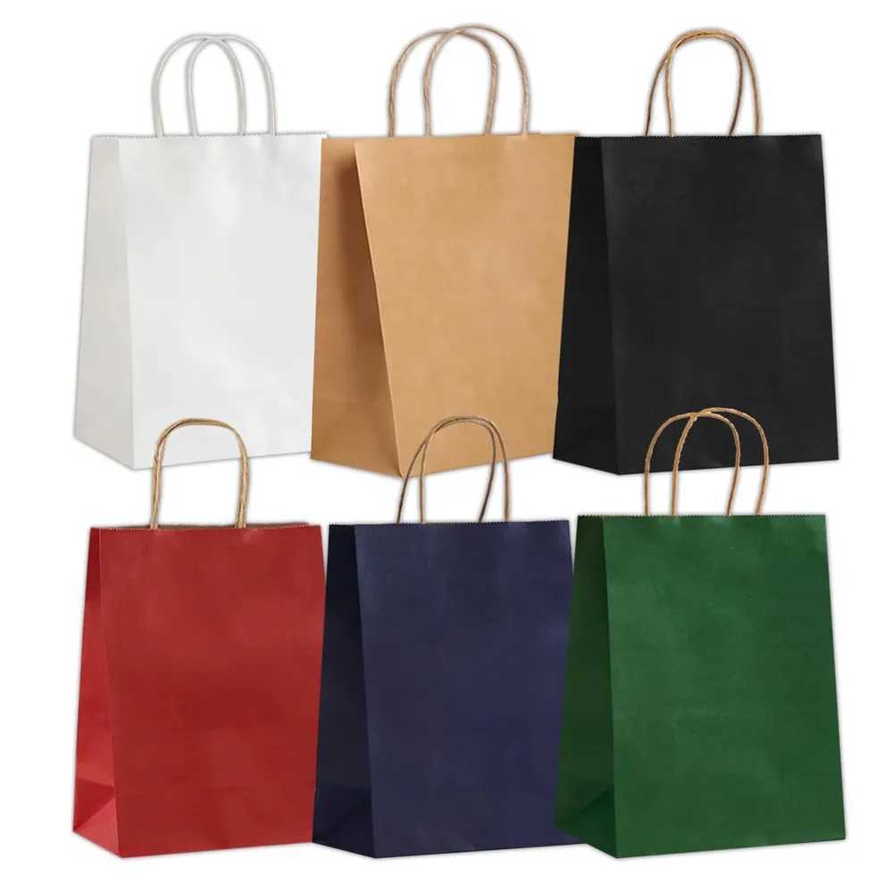 Enveloppe-cadeau 10-150 morceaux de sacs en papier avec des poignées pour les cadeaux de mariage Shopping Kraft Handheld DIY Emballage Productsq240511