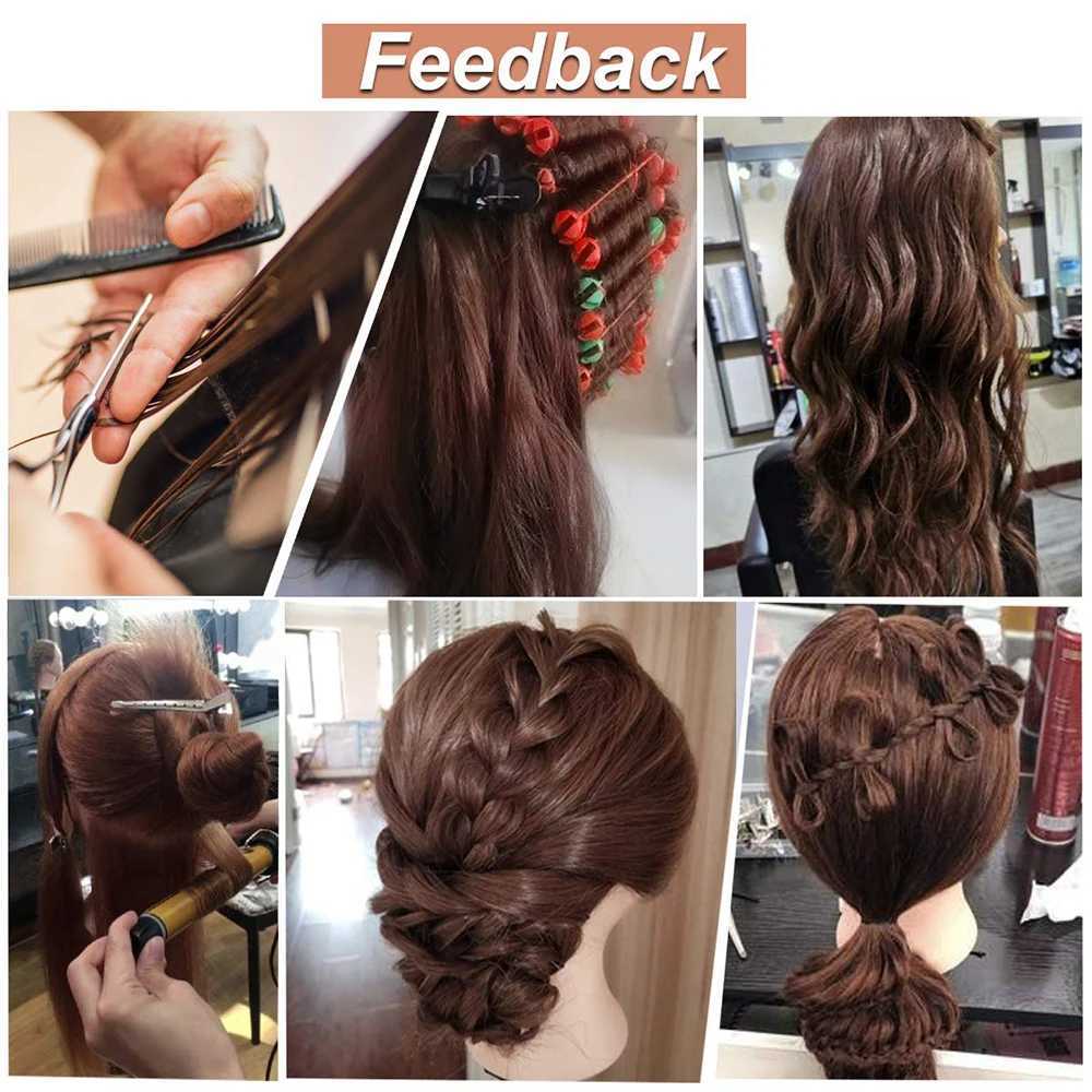 Mannequin Heads Human Model Head och Real Hair Styling Training Beauty Facial Makeup Practice 27 Q240510