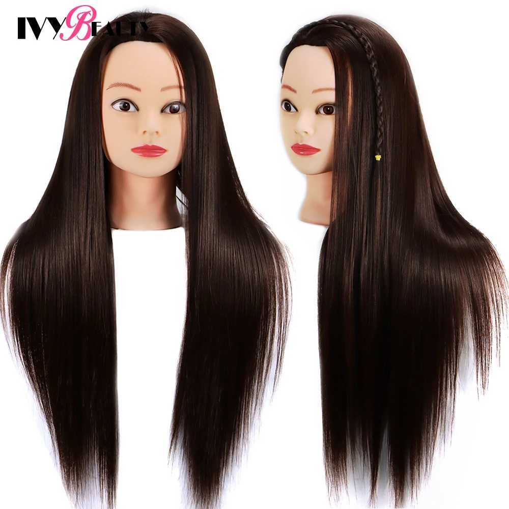 Mannequin Heads Nouveau style professionnel Head Synthétique Human Model Hair For Doll Barber Training Makeup with DIY tissé SET Q240510