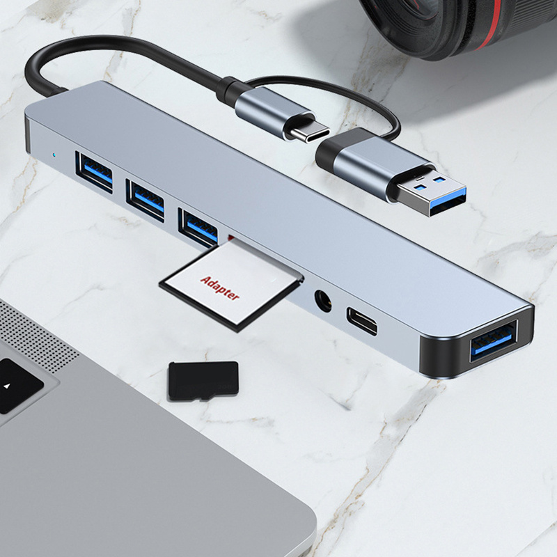 8 In 2 USB Hub 3.0 USB C Hub Dock Station 5GBPS High Speed Transmission USB Splitter Type C naar USB OTG -adapter voor MacBook Pro PC Computeraccessoires