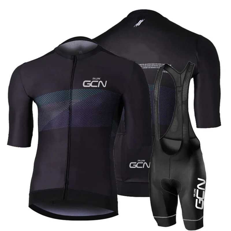 Fani na szczycie Tees Nowe 2023 Raudax GCN Summer Męskie koszulki rowerowe set oddychający koszulka odzież górska Riding Suit Q240511
