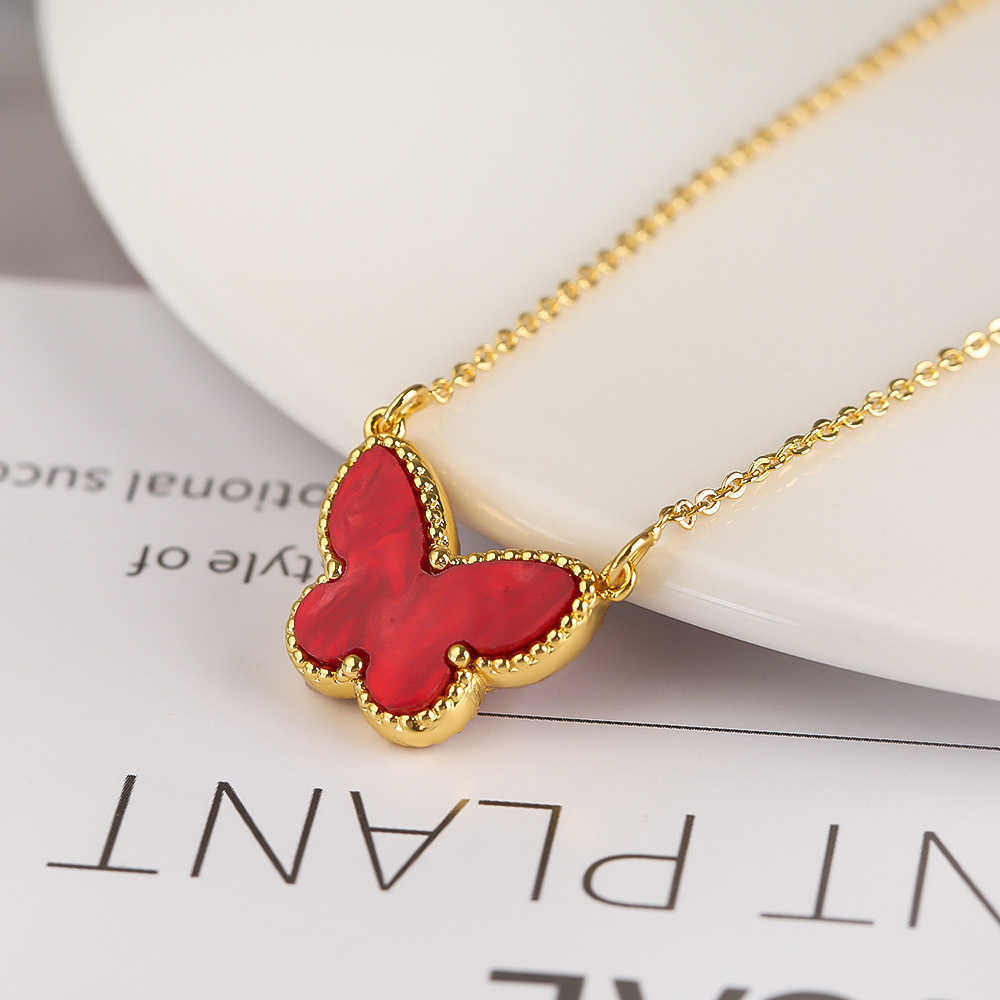 Collier de créateur Vanca Luxury Gold Chain Luxury Colore Butterfly Pendant Collier pour femmes exquises et beaux bijoux