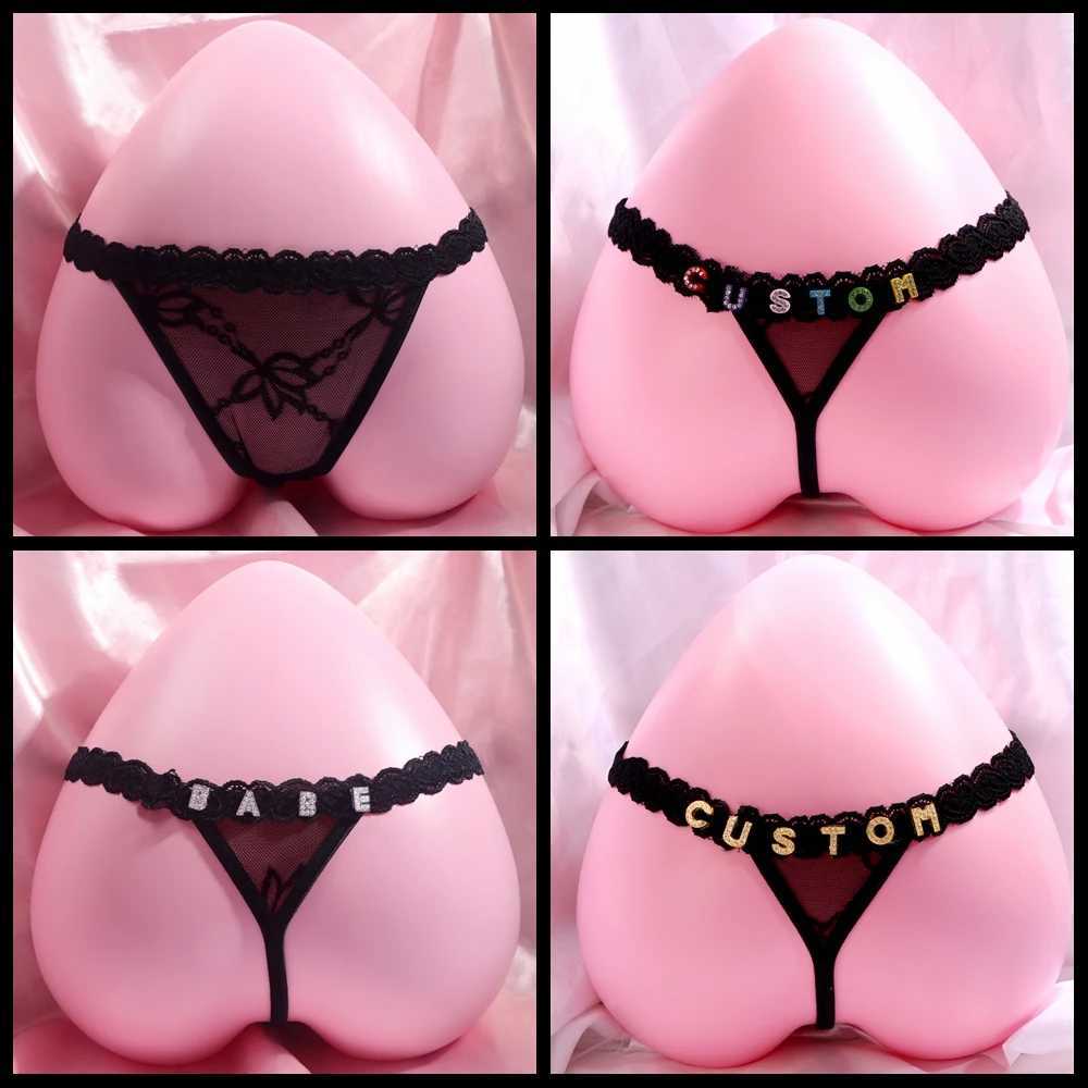 Briefs Panties Personty Cute Sexy Custom Name Letter Women Lace Panties G String Briefs Mesh Thong Erotic Underwear Low Waist Intimates Gift T240510