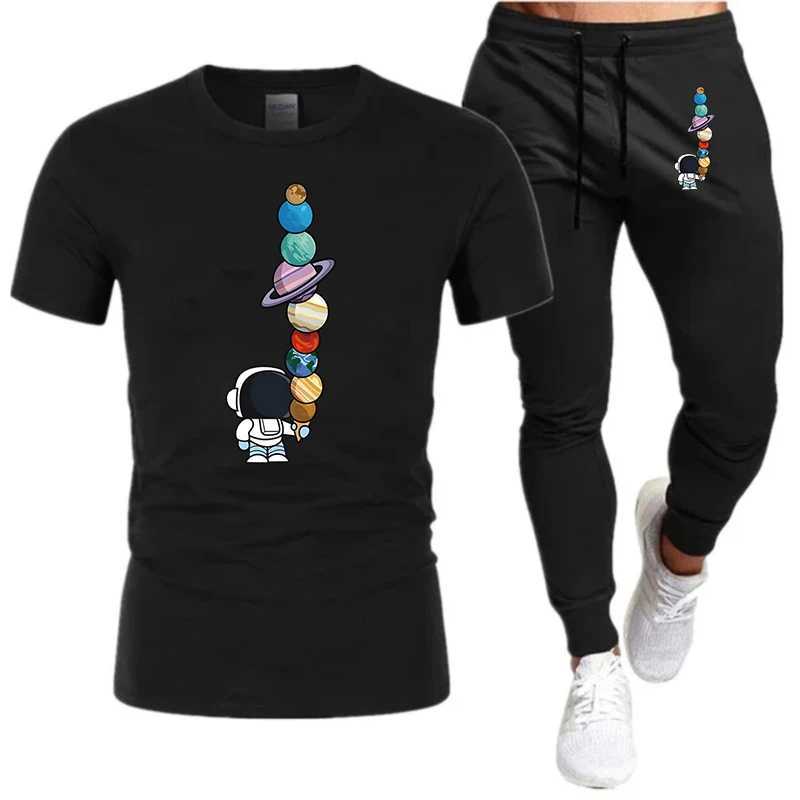 Męskie T-shirt Męskie Ustaw małżonki i fitness Pantging Pants Brand Nowy astronauta mundur na polu astronauty Q2405010