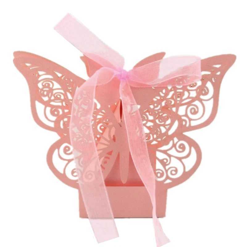 Enveloppe-cadeau 10/50/100 Boîtes de papillons Emballage de rabais de bonbons en gros avec ruban Baby Shower Mariage d'anniversaire Fourniture de fête