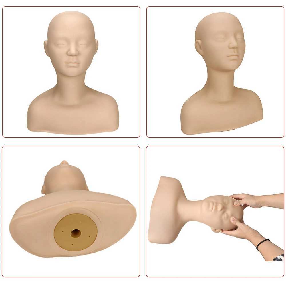 Mannequin Heads Half Body Soft Massage Model Makeup/Eyebrow Design Praining Training Dummy Head and Shoulder Doll Q240510