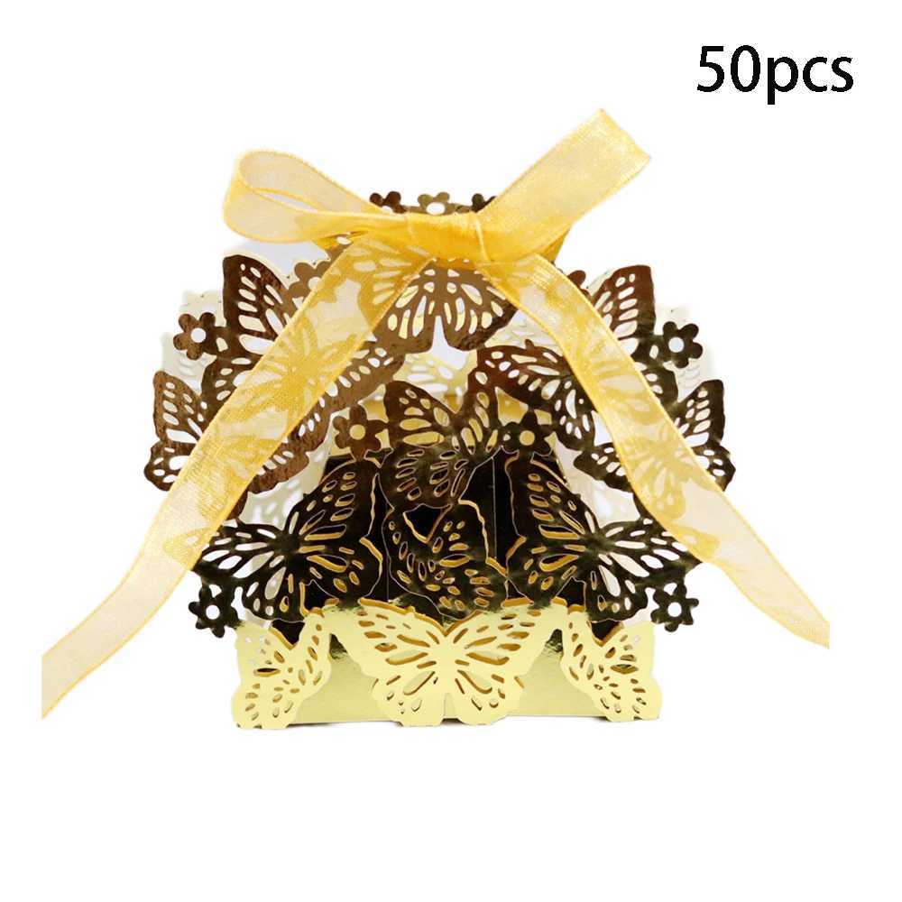 Enveloppe-cadeau 25/50 Cadeau de papillon coupé au laser Boîtes de bonbons Ribbons Packaging Baby Showers Fêtes de mariage décorations de cadeauxq240511