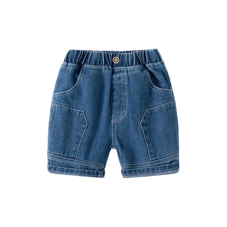 Shorts Boys Summer Jeans Solid Color Fashion Trendy Cutting Pants Childrens Jeans Shorts Elastic Waist Casual Childrens ShortsL2405L2405