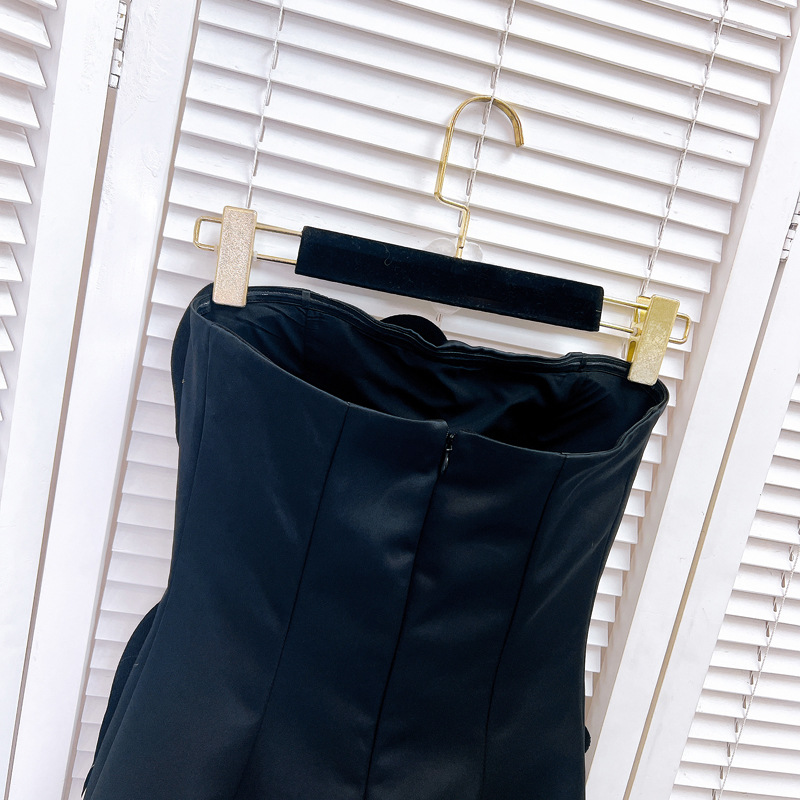 409 xxl 2024 Milan Runway Dress Frühlings Sommerhälfte über kniemarch schwarzem fester Marke gleiche Art Damen Kleid Fashion hochwertiger Louxi