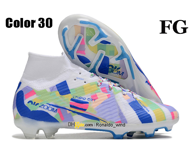 Presentpåse Mens High Ankle Football Boots Ronaldo Cr7 IX Elite FG TNS Cleats Firm Ground Mbappe 9 Neymar Acc Zooms Soccer Shoes Top Outdoor Trainers Botas de Futbol