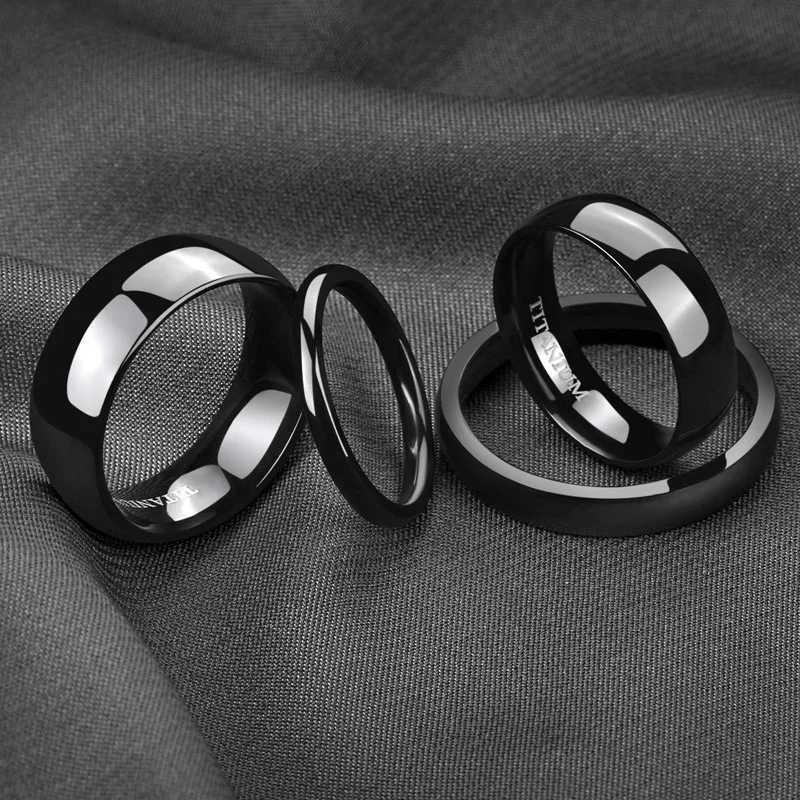 Обручальные кольца Tigrade 2/4/6/8 мм мужская полоса полированного женского титана простые помолвки классическое кольцо черное серебро anel 3-15 Q240511