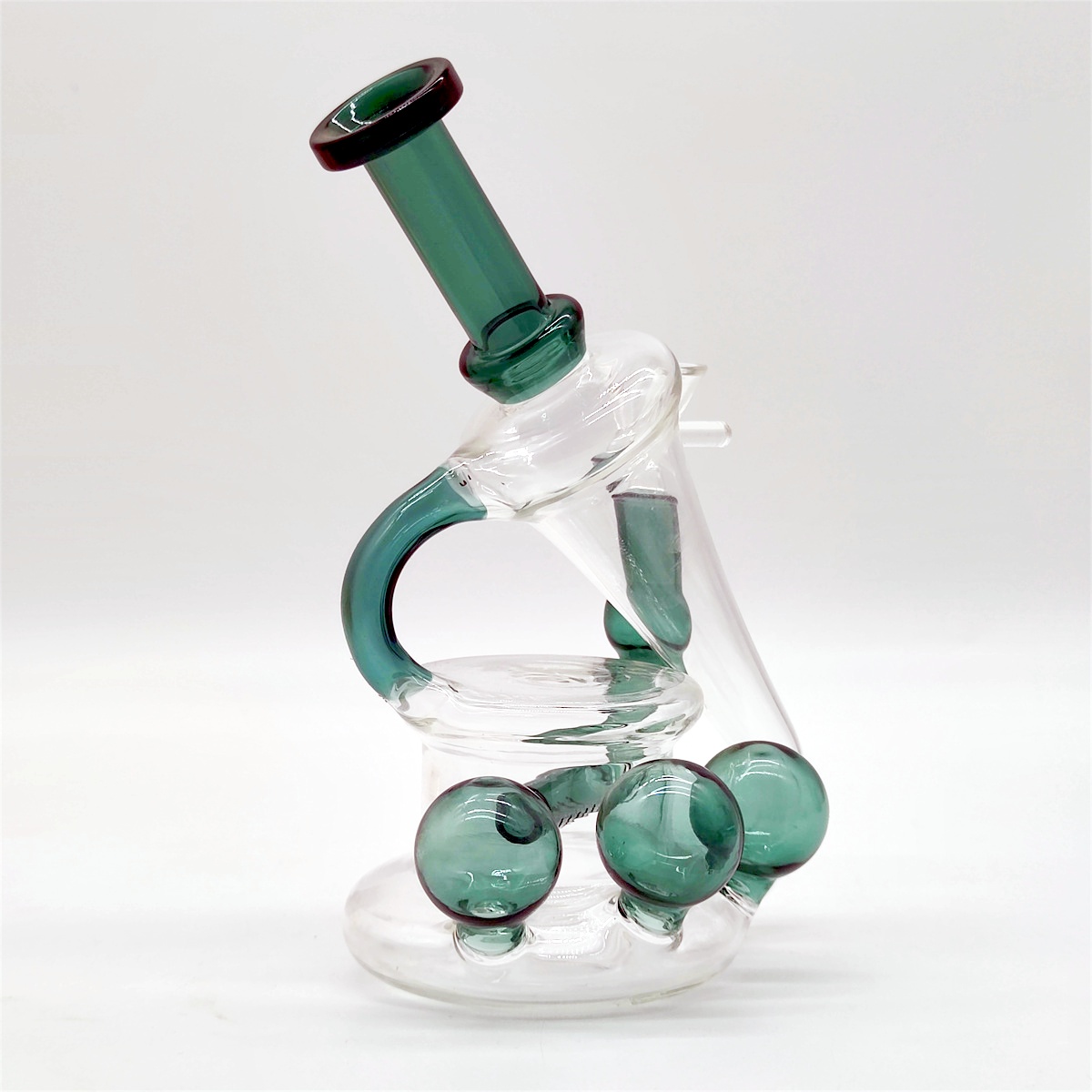 6,5 polegadas de largura Teal Neo Fab ovo Ovo arco -íris Bonga de vidro Dabber Rigy Recycler Tubos de água Bongos de fumaça Tubos de fumaça 14mm Fêmea articulação dos EUA em armazém