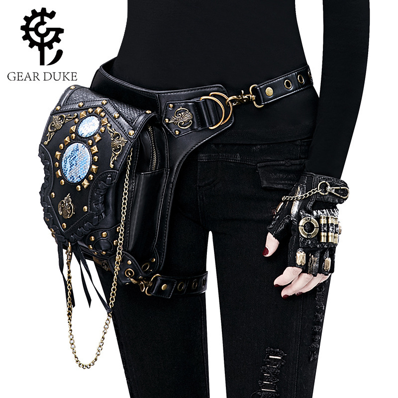 Moda novo desejo steampunk ombro único oblíquo straddle saco saco de cadeia feminina feminina pacote masculino de tendência cyberpunk bolsa