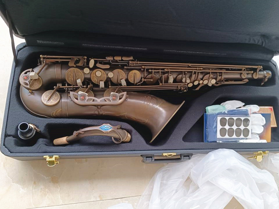 Mark VI Saxofon högkvalitativ tenorsaxofon 95% Kopiinstrument Antik koppar simulering mässing sax med fodral