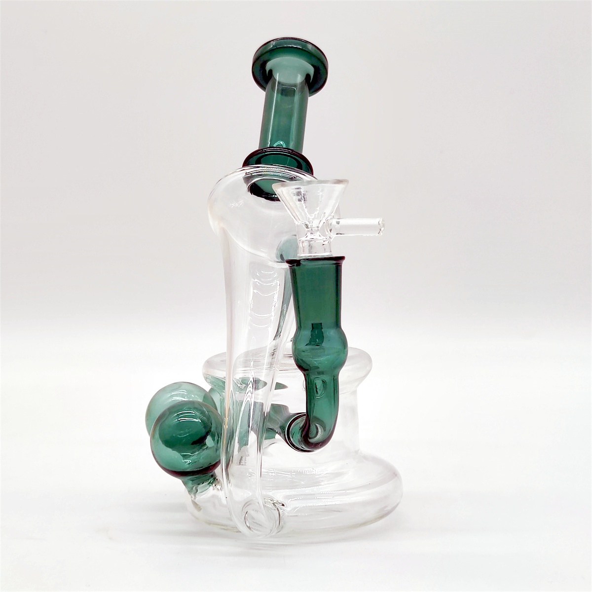 6,5 polegadas de largura Teal Neo Fab ovo Ovo arco -íris Bonga de vidro Dabber Rigy Recycler Tubos de água Bongos de fumaça Tubos de fumaça 14mm Fêmea articulação dos EUA em armazém