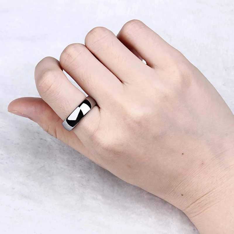 Обручальные кольца Tigrade 2/4/6/8 мм мужская полоса полированного женского титана простые помолвки классическое кольцо черное серебро anel 3-15 Q240511