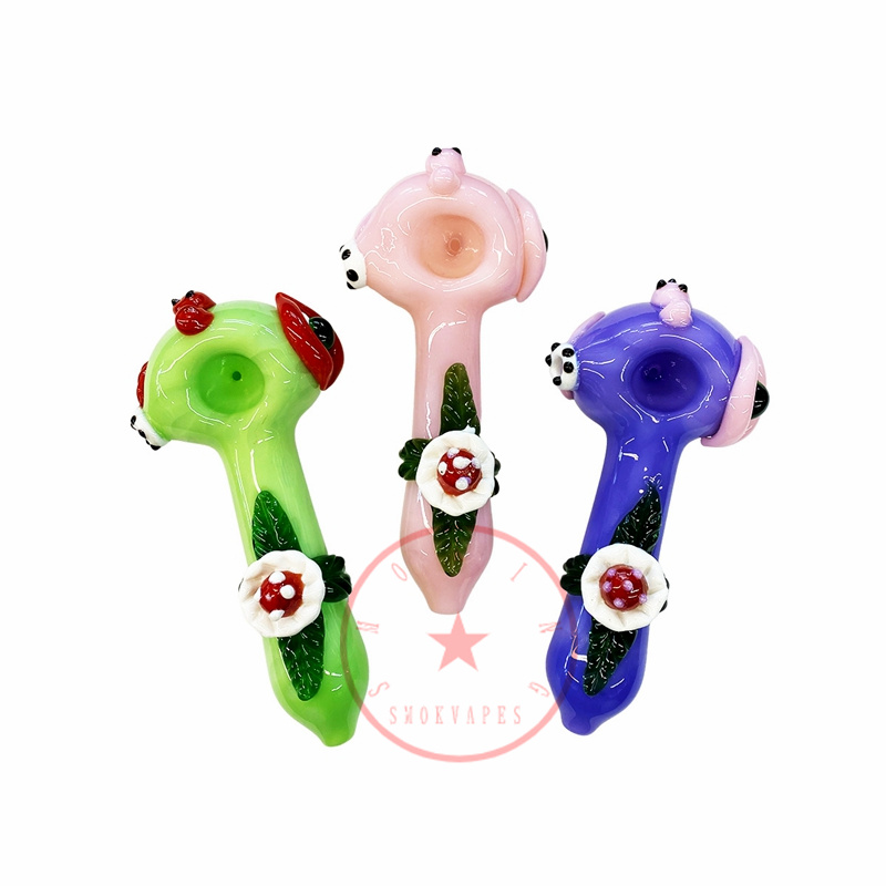Ultimo colorato fiore art art fumatori tubi di vetro portatili portatili fatti a mano asciutto da tabacco cucchiaio cucchiaio ciotola innovativa tascabile tascabile dhl