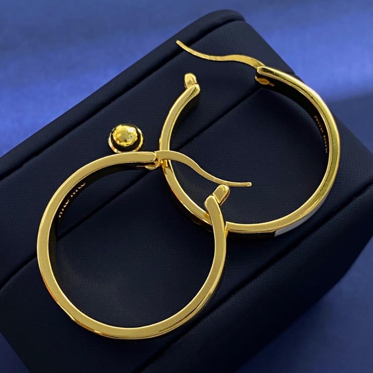 Gold Hoop Earrings for Women Luxury Girls 18K Gold Plated Copper Letter Silver Huggie Earring Jewelry Gifts FREE SHIP