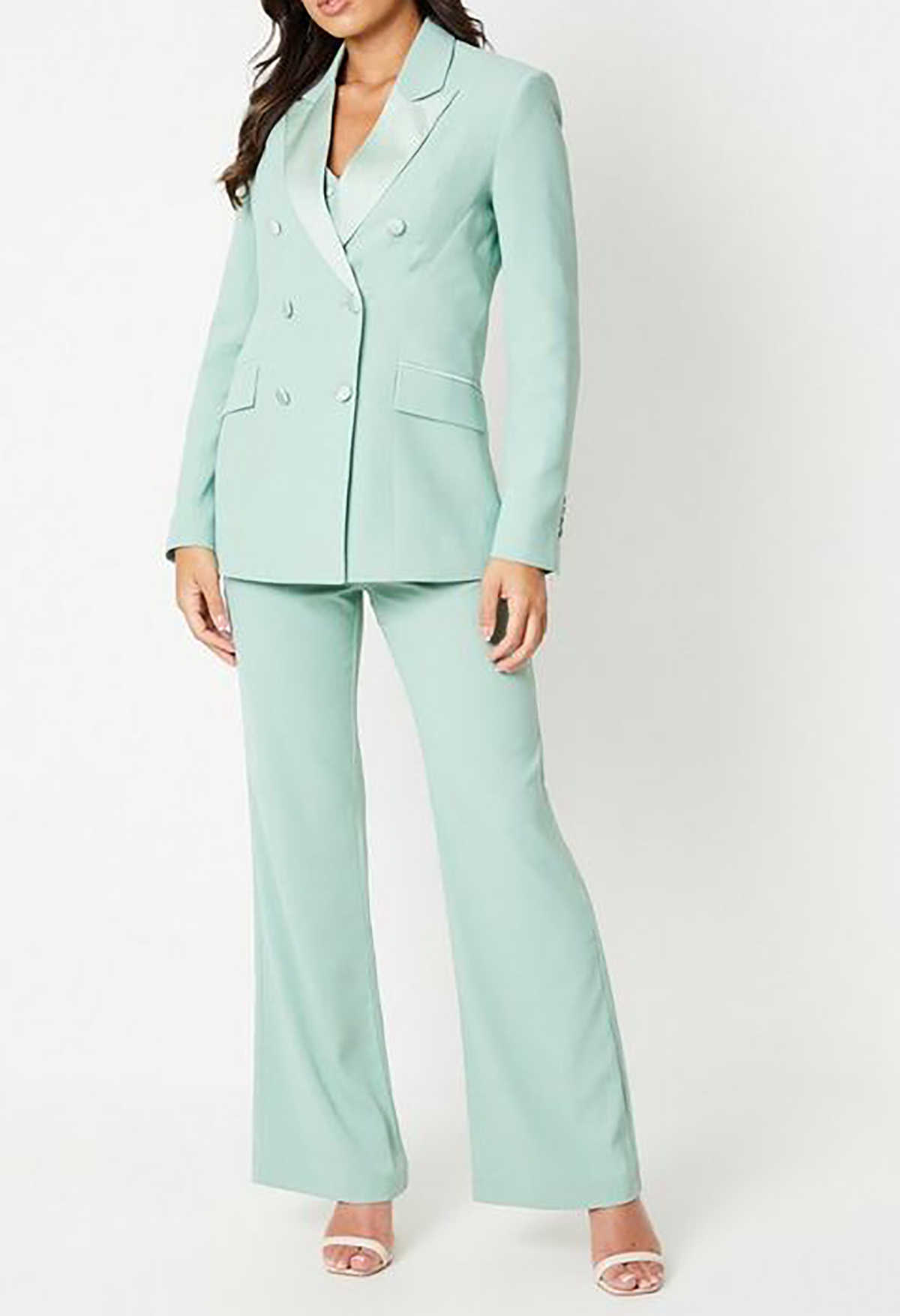 Pantalons de femmes vertes à la menthe costume 2 pièces sur mesure Slim Fit Double Breasted Mother of Bride Blazer Jacket Wear