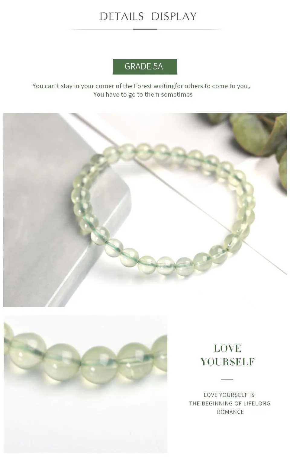 Charm Bracelets JD Natural Stone Prehnite Beads Bracelet Women Elegant Round Green Grape Stone Charm Yoga Strand Bangles Female Jewelry Gift Y240510