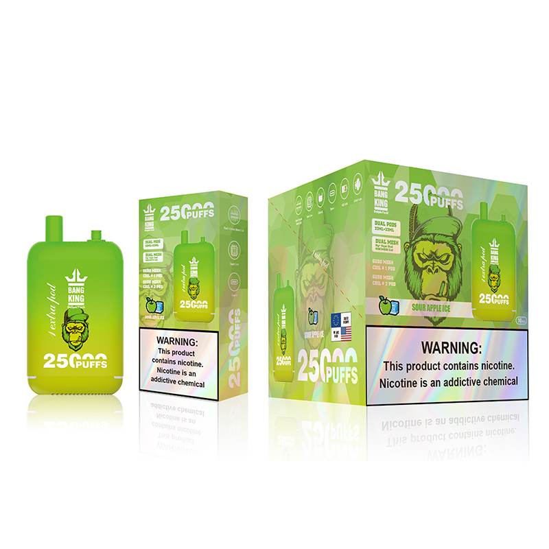 Original Bang King 25000 Puffs Puffle jetable Puff 25k Double Pods 23 ml + 23 ml Bobine de maillage e-liquide Rechargeable 650mAh Batterie E Cigarettes 0% 2% 3% 5% VACPER 12 FAVORS