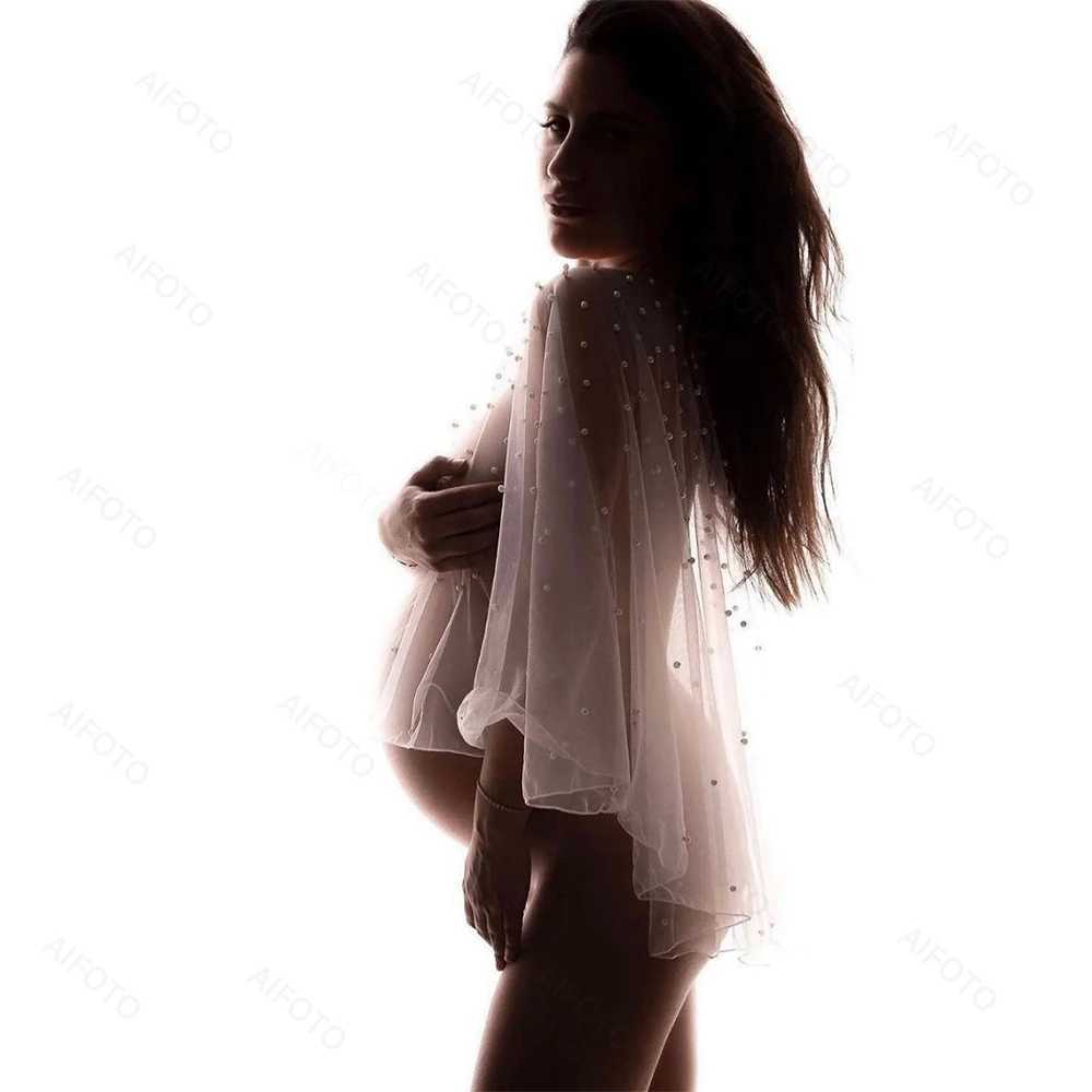 Moderskapsklänningar sexiga moderskapsklänningar för fotografering tyll pärla graviditet klänning fotografering prop maxi klänningar för gravida kvinnor kläder t240509