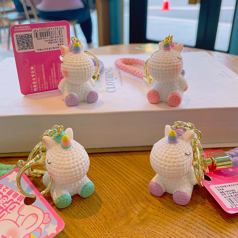 Cute Unicorn Cartoon Keychain Couple Bag Hanging Decoration Book Bag Exquisite Doll Doll Car Keychain