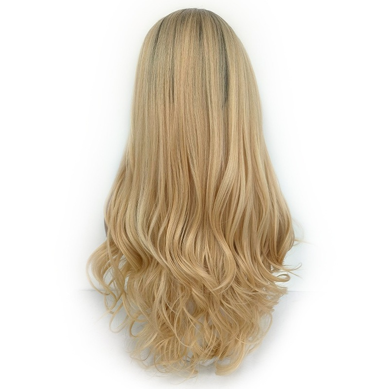 Europe and America Long Straight Human Hair Wig with Baby Hairs Brazilian Pre-Plucked Lace Front Synthetic Wigs For Women Girls