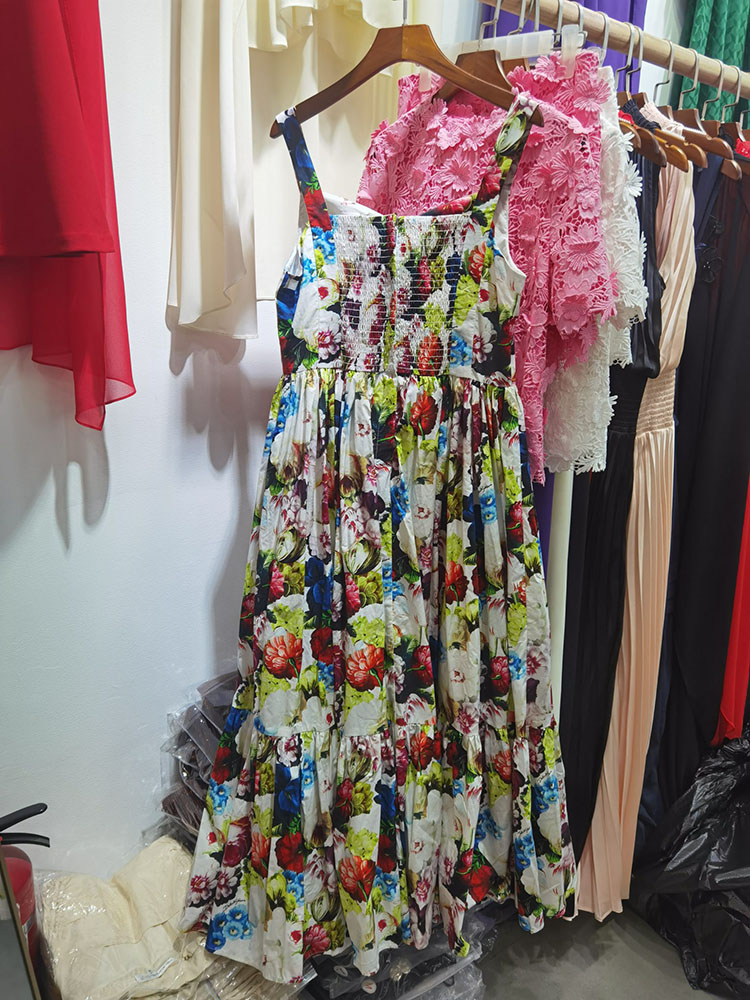 100% coton fête des vacances longue robe mode fleur d'imprimerie vestidos spaghetti sangle extension d'été