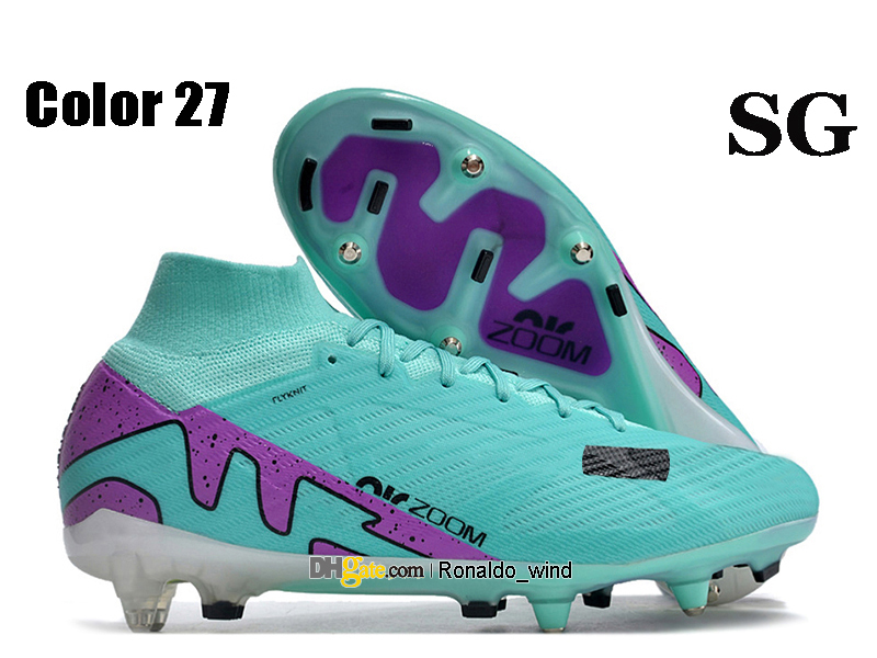 Подарочная сумка Мужчина высокая лодыжка футбольные сапоги Ronaldo CR7 Vapores 15 XV Elite SG Cleats Front Mrank Mbappe 9 Neymar Acc Zooms Soccer Shoes Top Top Trainers Botas de Futbol