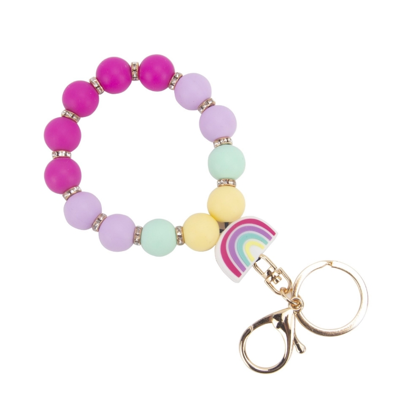 Dessin animé en silicone petit bracelet arc-en-ciel clés clés de couverture bricolage bracelet créatif accessoires