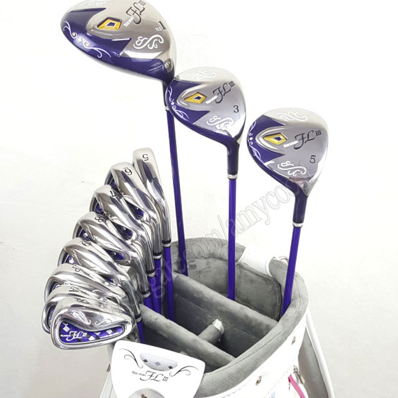 Women Golf Clubs Maruman FL III Полные наборы правой рукой гольф -водитель Wood Irons клюшка L Flex Graphite Wans и сумка