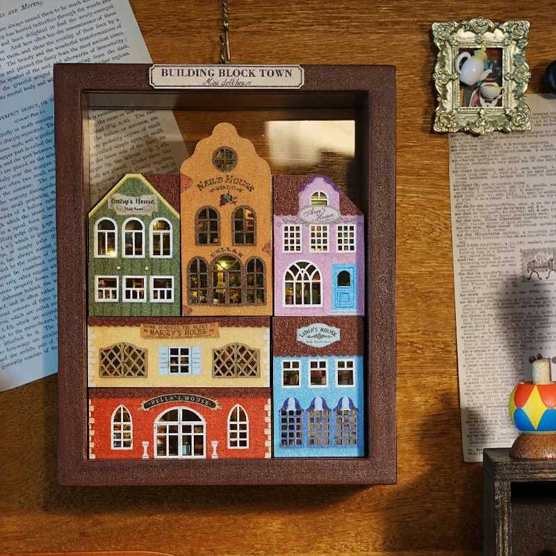Архитектура/DIY House House Househouse Diy деревянная миниатюрная мебель с светодиодным корпусом 6 Полные наборы мини -изысканных игрушечных моделей для городов строительных блоков
