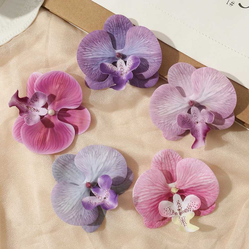 dekorative Blumen Kränze 5/Seiden Schmetterling Orchidee Künstliche Blumen für Hauszimmer Dekoration Hochzeit Dekor DIY Haarkarten Kinder schießen Requisiten