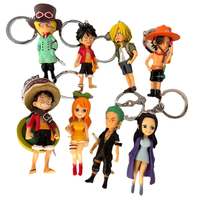 Kawaii Bulk Anime Car Keychain Doll Charm Luffy Chopper Key Ring Wholesale in Bulk Cute Couple Students Personalized Creative Valentine`s Day Gift 8 Style DHL