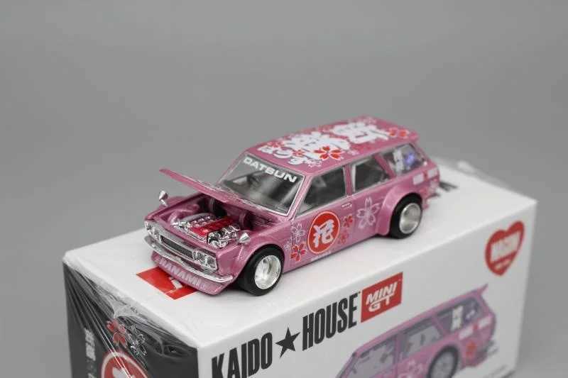 Diecast Model Arabalar Mini GT 1/64 Alaşım Araba Modeli Datsun 510 Kaido House Vagon Çiçeği T240513