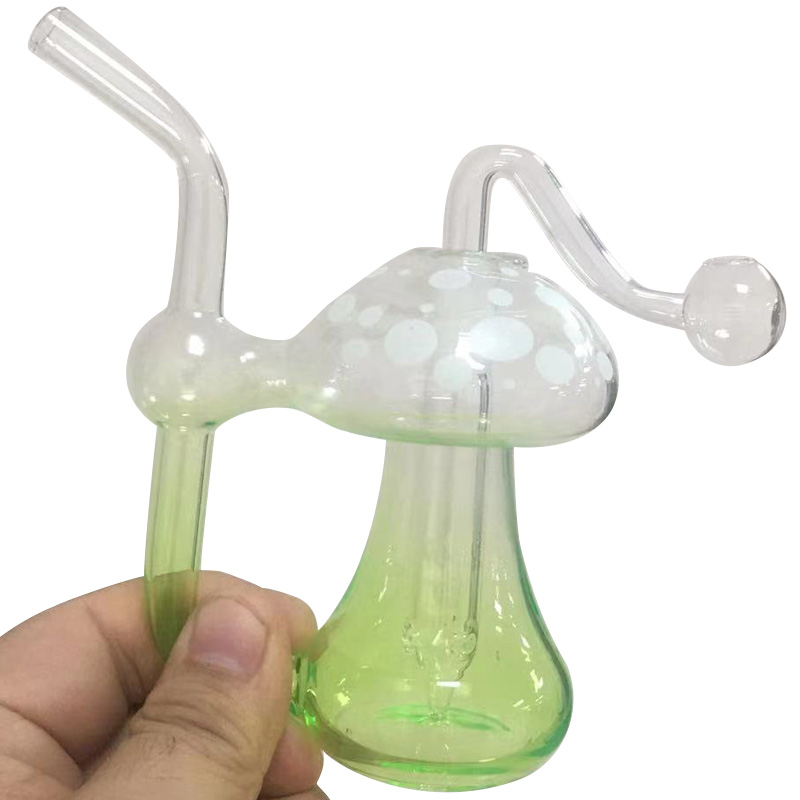 Mushroom Glass Oil Burner Bubbler Pipe Mini Bongs Glow In The Dark Percolator Water Pipes Hookah Bubblers Recycle Portable Hand Smoking Dab Rigs